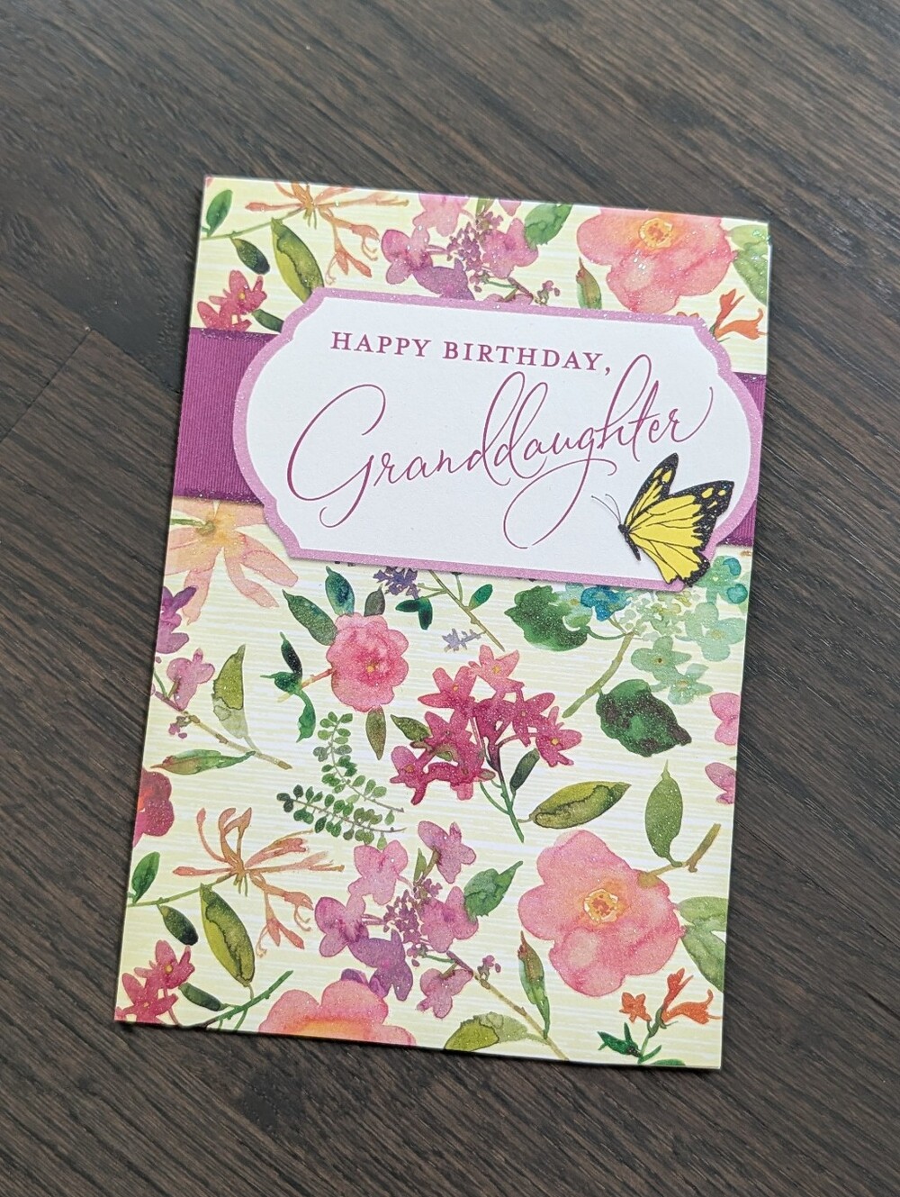 Hallmark "Happy Birthday, Granddaughter" Floral & Butterfly Card (No Envelope)